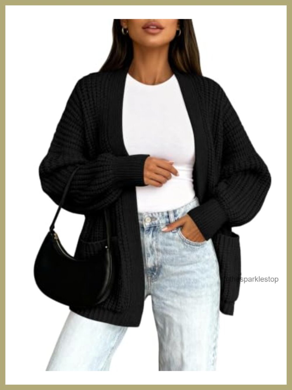 Oversized Chunky Knit Cardigan Sweater with Pockets Long Sleeve